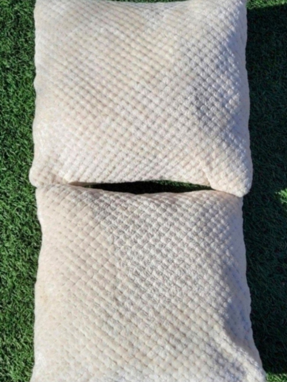 Plush Textured Throw Pillow Pair in Light Cream